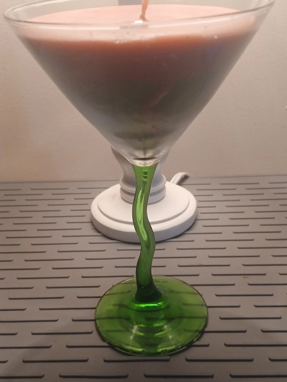 Martini Handmade CandleGreen Twisted-Stem Decorative Martini Glass Candle Holder